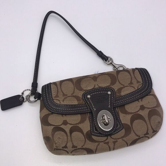 Coach Handbags - Coach Signature C Logo Brown Wristlet